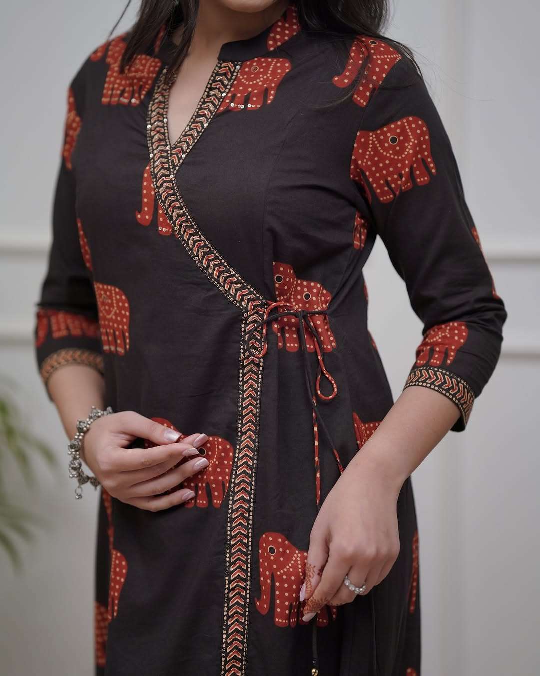 Angarkha style cotton kurt set