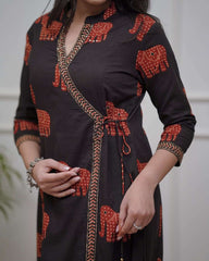 Angarkha style cotton kurt set