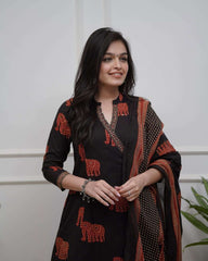 Angarkha style cotton kurt set