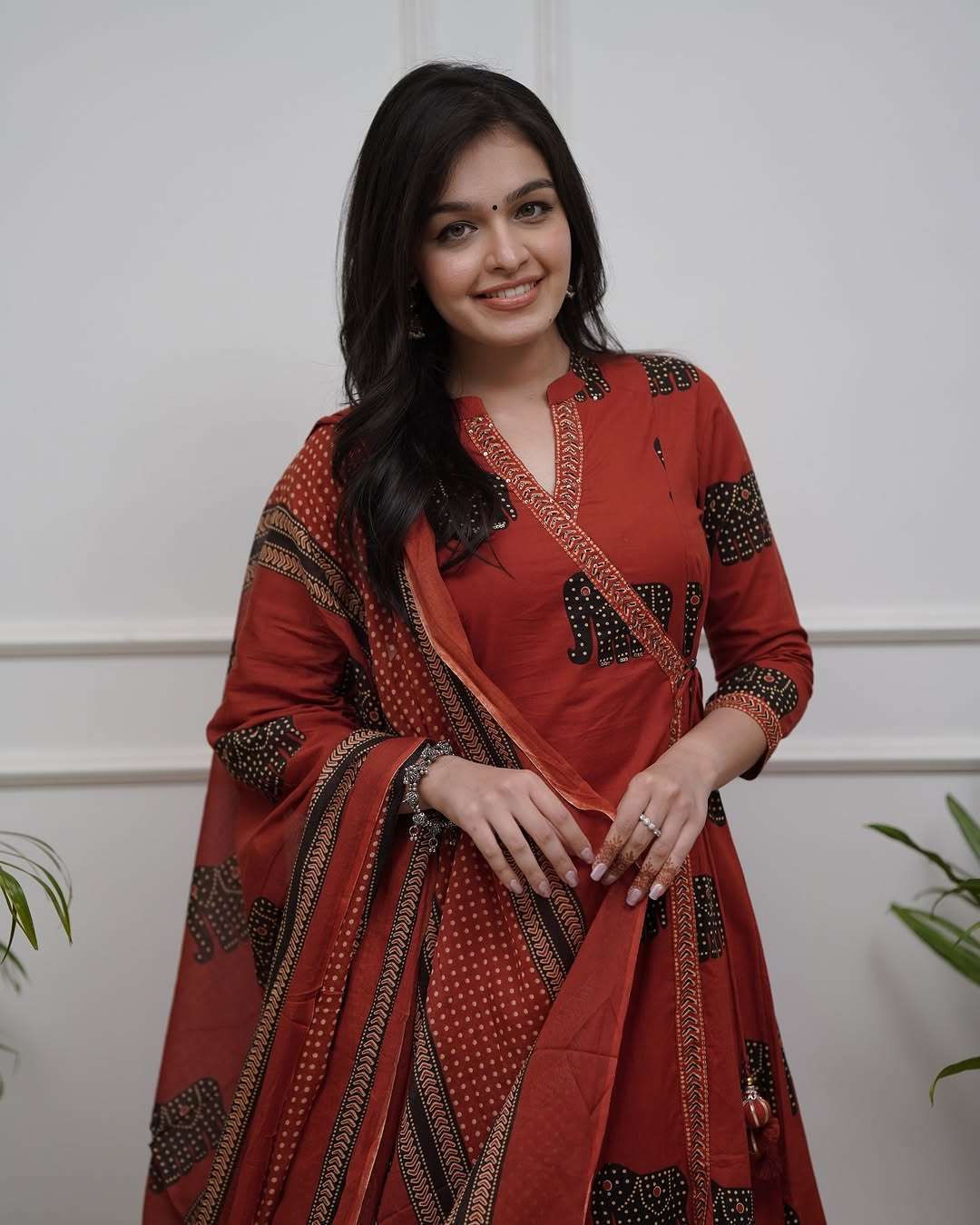 Angarkha style cotton kurt set