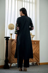 Beautiful design embroidery work long kurta-pant set