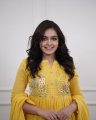 Beautiful pure cotton mustard yellow kurta set