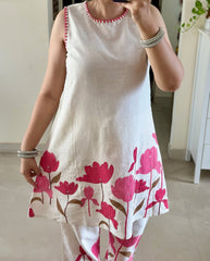 Cotton flex floral printed sleeveless co-ord set