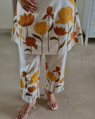 Cotton flex floral printed sleeveless co-ord set