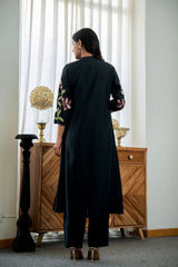 Beautiful design embroidery work long kurta-pant set