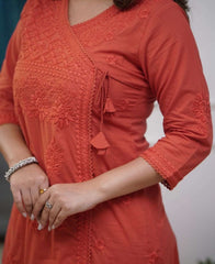 Classy comfortable cotton chikankari kurta set