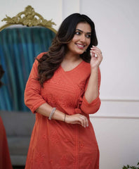 Classy comfortable cotton chikankari kurta set