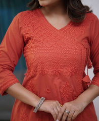 Classy comfortable cotton chikankari kurta set