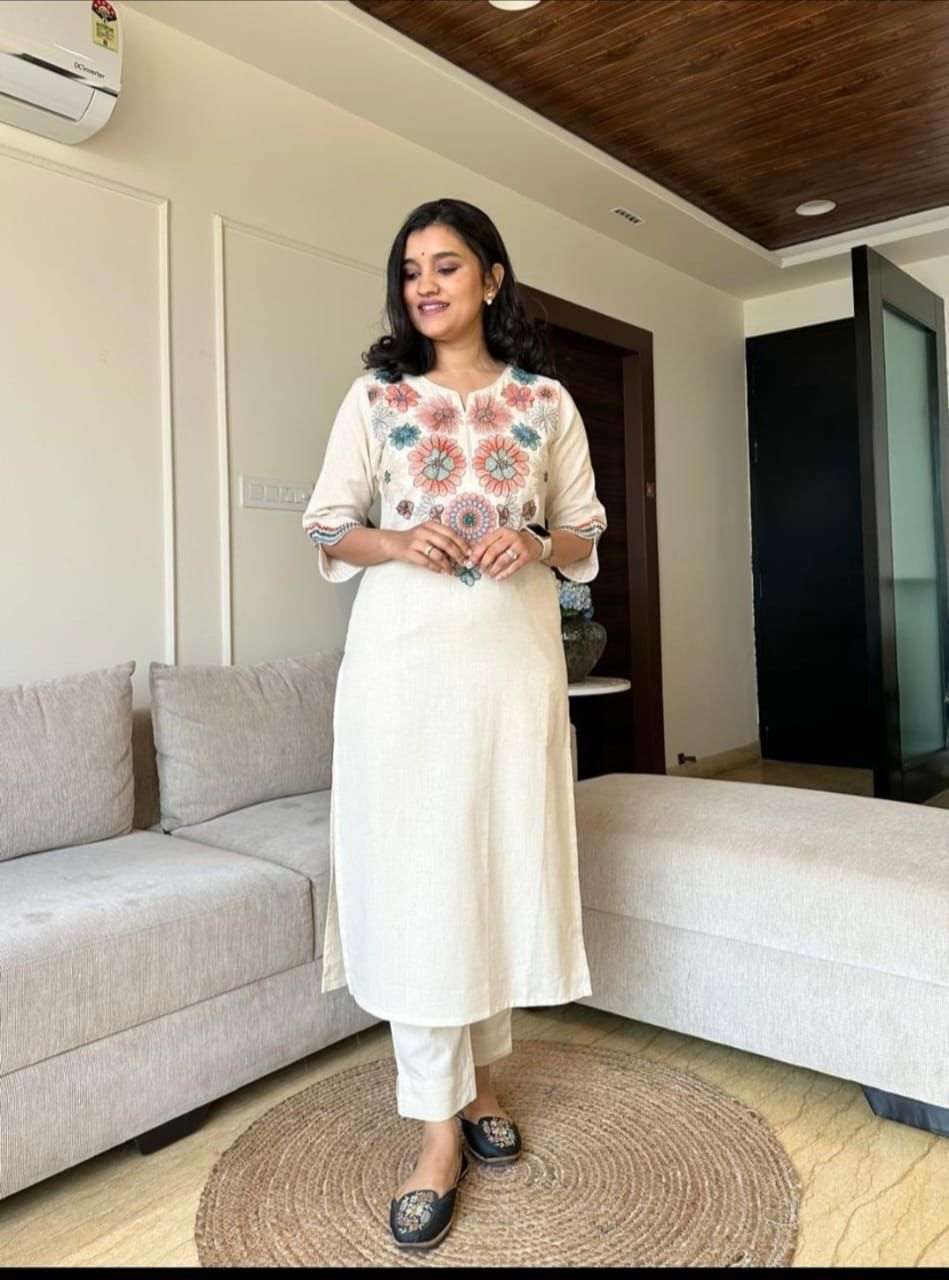 Embroidered everyday wear cotton co-ord set
