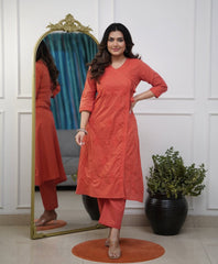 Classy comfortable cotton chikankari kurta set