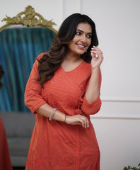 Classy comfortable cotton chikankari kurta set