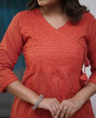 Classy comfortable cotton chikankari kurta set