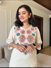 Embroidered everyday wear cotton co-ord set