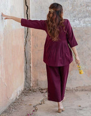 Designer peplum top cotton co-ord set