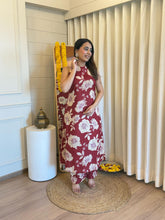 Cotton cut sleeves A-line pattern co-ord set