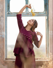 Designer peplum top cotton co-ord set