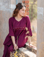 Designer peplum top cotton co-ord set