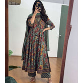 Beautiful mul cotton designer front anarkali set
