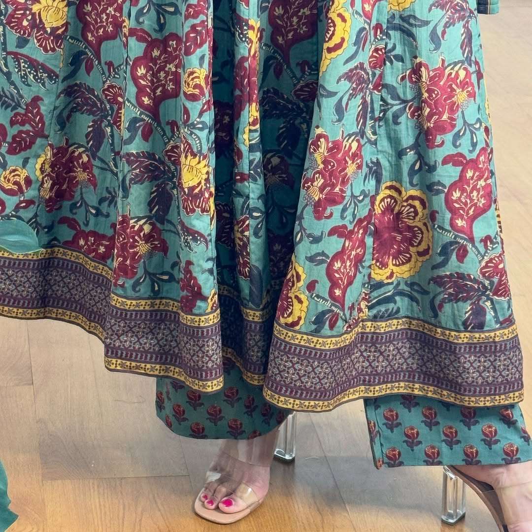Beautiful mul cotton designer front anarkali set