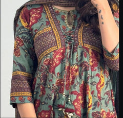 Beautiful mul cotton designer front anarkali set