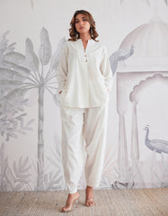 Cotton flex solid white co-ord set