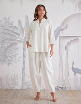 Cotton flex solid white co-ord set