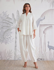 Cotton flex solid white co-ord set