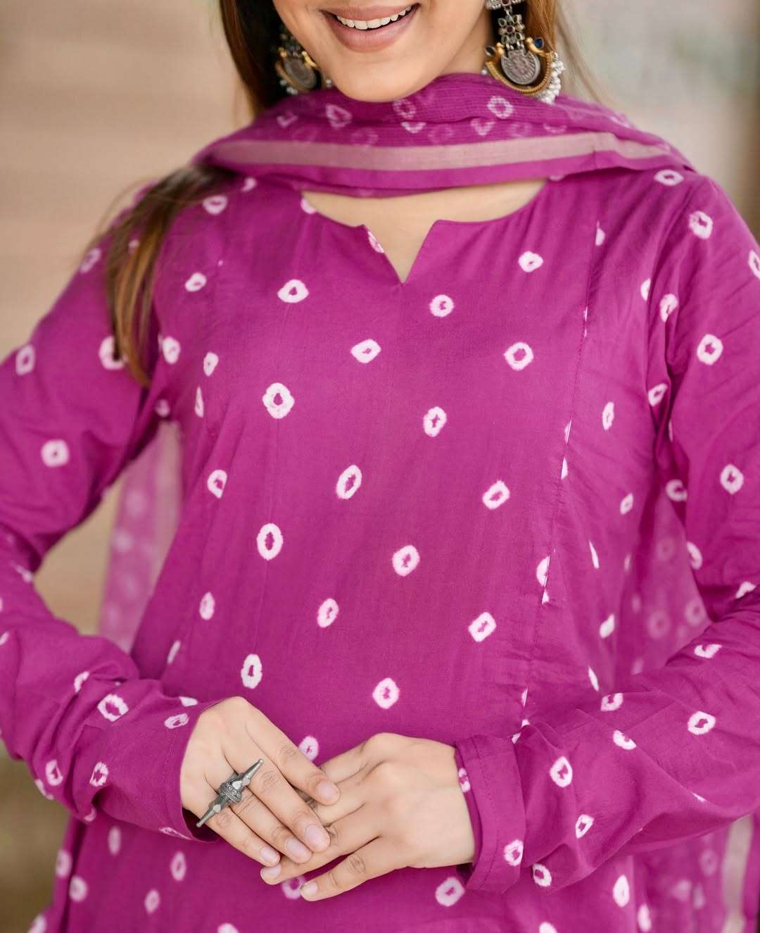 Pure cotton aliya cut kurti with ajrakh dupatta (set of 2)