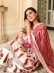 Beautiful leaf printed cotton angarkha set (set of 2)