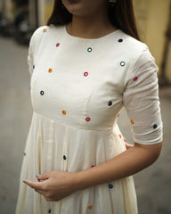 Elegant cotton embroidered anarkali kurti (set of 2)