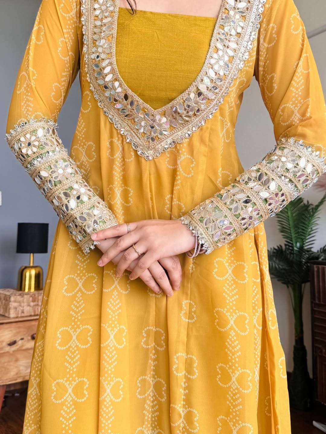 Faux georgette baggy style anarkali kurti (set of 3)