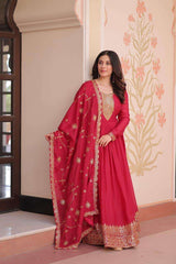 Beautiful zari work designer gown (set of 2)