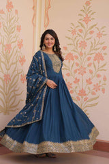 Beautiful zari work designer gown (set of 2)