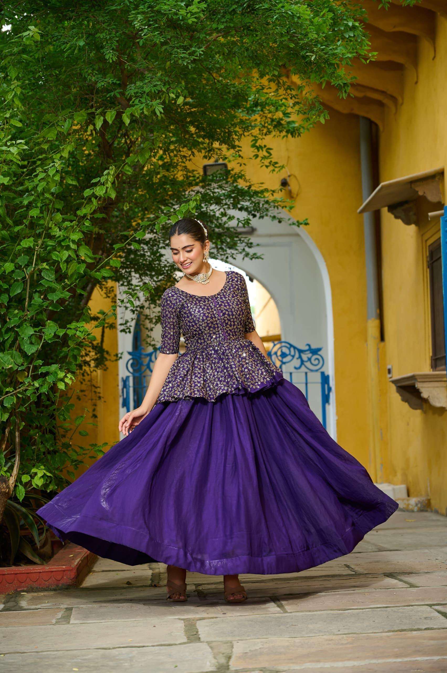 Beautiful sequins embroidered peplum top with lehanga (set of 2)