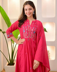 Pure cotton embroidered kurti set (set of 3)