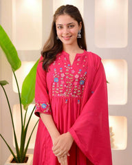 Pure cotton embroidered kurti set (set of 3)