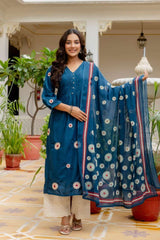 Hand embroidered pintex work kurti (set of 3)