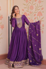 Beautiful zari work designer gown (set of 2)