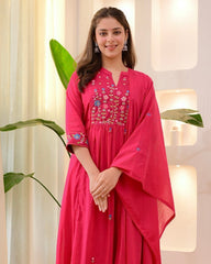 Pure cotton embroidered kurti set (set of 3)