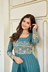 Wedding special georgette shrug and lehanga (set of 2)