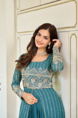 Wedding special georgette shrug and lehanga (set of 2)