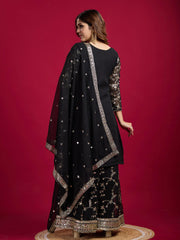 Party wear kurta-plazo and dupatta with detailed work