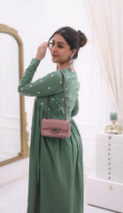 Floral Embroidered Pure Cotton Kurta set