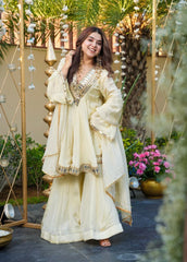 Ivory Sheesh Sharara set