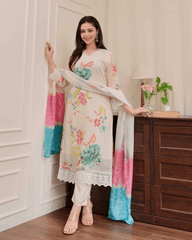 Beautiful digital printed orzanza kurta (set of 3)