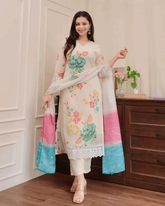 Beautiful digital printed orzanza kurta (set of 3)