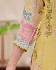 Digitally printed yellow maslin kurta (set of 3)