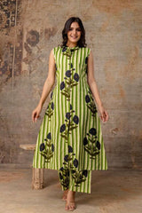 Classy A-line sleeveless cotton co-ord set