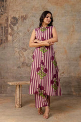 Classy A-line sleeveless cotton co-ord set