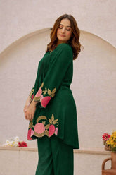 Embroidered cotton co-ord set with shantoon pants